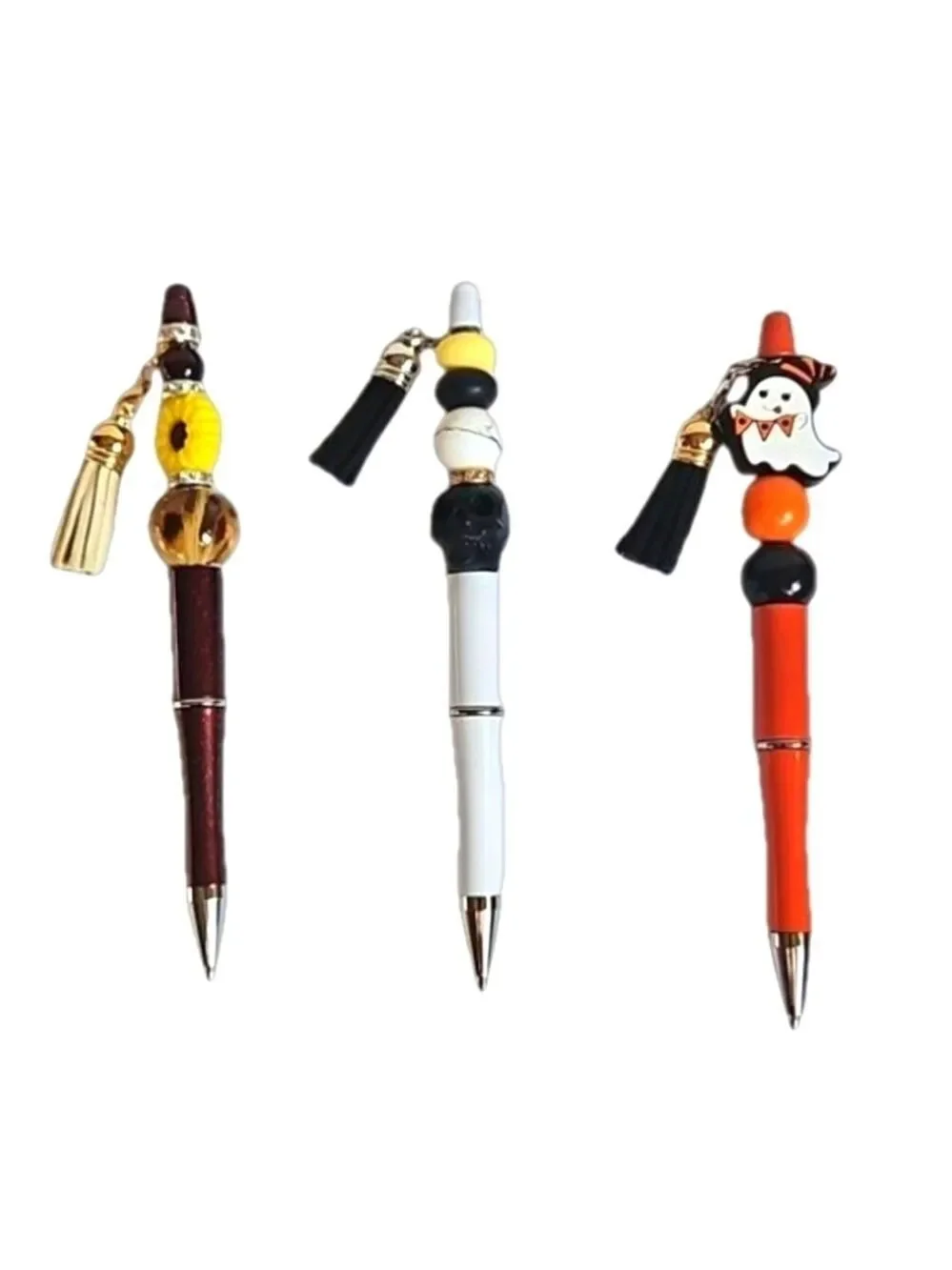 Handmade Beaded Pens Set of 3 Fall Halloween Floral